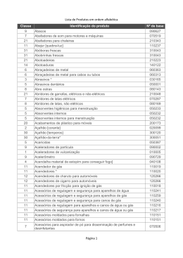 Lista de Produtos em ordem alfab&eacute;tica P&aacute;gina 1 Classe