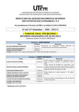 RESULTADO DA AN&Aacute;LISE DOCUMENTAL DE RENDA DOS