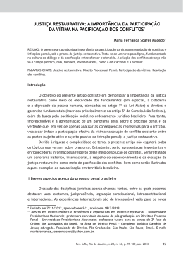 justi&ccedil;a restaurativa: a import&acirc;ncia da participa&ccedil;&atilde;o