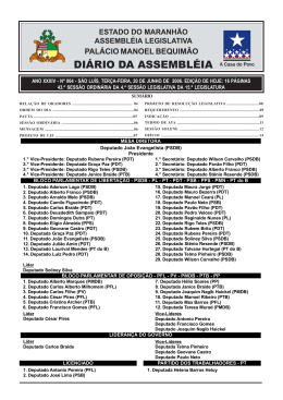 DI&Aacute;RIO DA ASSEMBL&Eacute;IA - Assembleia Legislativa do Estado do