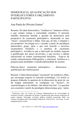 DEMOCRACIA, QUALIFICAÇÃO DOS INTERLOCUTORES E