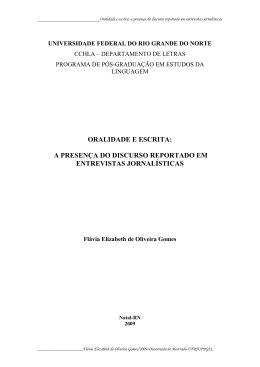 a presença do discurso reportado em entrevistas jornalísticas