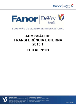 ADMISSÃO DE TRANSFERÊNCIA EXTERNA 2015.1 EDITAL Nº 01