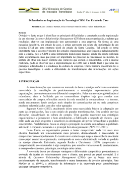 Dificuldades na Implanta&ccedil;&atilde;o da Tecnologia CRM: Um