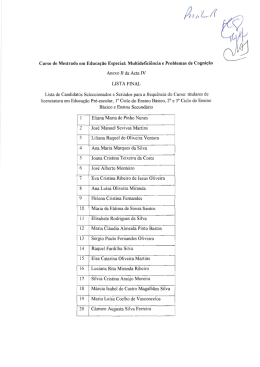 Curso de Mestrado em Educa&ccedil;&atilde;o Especial: Multideﬁci&ecirc;ncia e