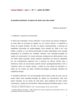A quest&atilde;o preliminar na &eacute;poca do outro que n&atilde;o existe
