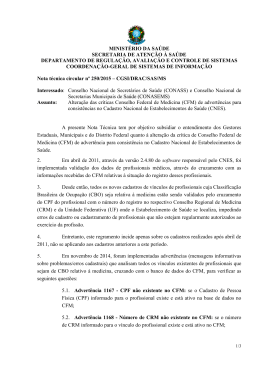 Nota Técnica nº 250/2015 – CGSI/DRAC/SAS/MS