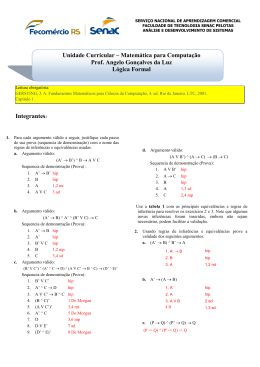 Exercicios03 - Logica Proposicional