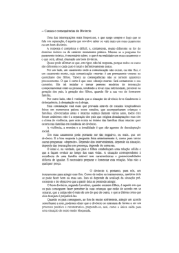 -- Causas e consequ&ecirc;ncias do Div&oacute;rcio
