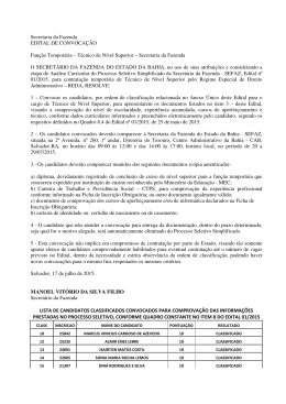 Secretaria da Fazenda EDITAL DE CONVOCA&Ccedil;&Atilde;O