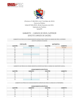 GABARITO &ndash; CARGOS DE N&Iacute;VEL SUPERIOR (EXCETO CARGOS