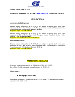 PREFEITURA DE CUBATÃO Nível Superior • Pedagogia (01s a 05s),