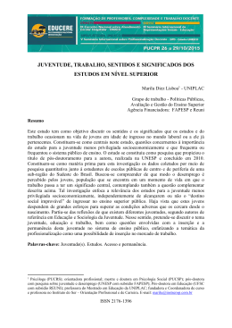 juventude, trabalho, sentidos e significados dos estudos em nível