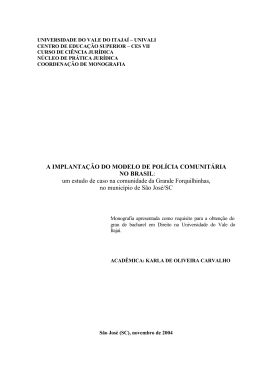A IMPLANTA&Ccedil;&Atilde;O DO MODELO DE POL&Iacute;CIA COMUNIT&Aacute;RIA