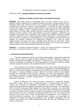 Desafios do Estado de Bem-Estar e do desenvolvimento Morgana