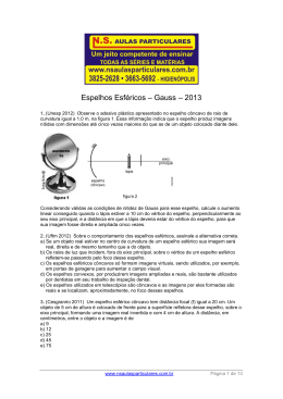 Espelhos Esf&eacute;ricos &ndash; Gauss &ndash; 2013