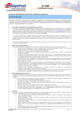 Acordo de Subscri&ccedil;&atilde;o (Pessoais) Vers&atilde;o 1.0 (Adobe
