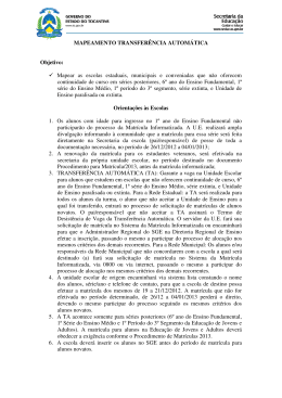 MAPEAMENTO TRANSFER&Ecirc;NCIA AUTOM&Aacute;TICA Objetivo