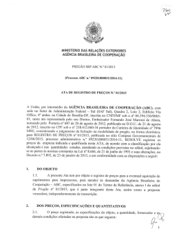 Ata de Registro de Preços 01/2015 com a empresa Imprima Rio