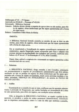 Delibera&ccedil;&atilde;o n? 33 &not; l? C&acirc;mara Aprovada em 03.06.81