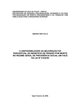 A (IN)POSSIBILIDADE DA MAJORA&Ccedil;&Atilde;O DO