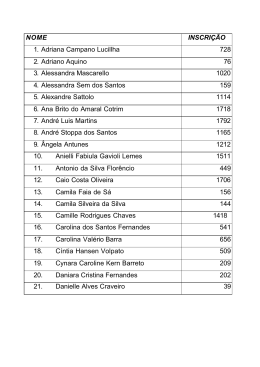 NOME INSCRI&Ccedil;&Atilde;O 1. Adriana Campano Lucillha 728 2. Adriano