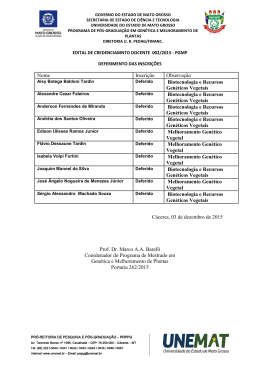 Nome Inscrição Observação Biotecnologia e Recursos