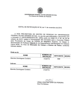 Edital de Retifica&ccedil;&atilde;o das Inscri&ccedil;&otilde;es