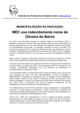 MEC usa indevidamente nome de Oliveira do Bairro