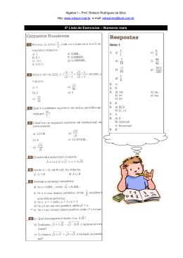 4&ordf; Lista de Exerc&iacute;cios &ndash; N&uacute;meros reais