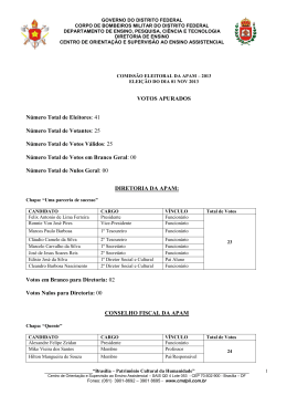 VOTOS APURADOS N&uacute;mero Total de Eleitores: 41 N&uacute;mero Total de