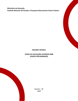 Resumo Técnico do Censo da Educação Superior 2008