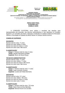 Resultado das Elei&ccedil;&otilde;es
