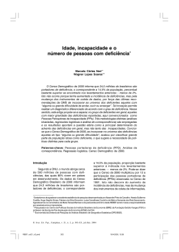 Idade, incapacidade e o n&uacute;mero de pessoas com defici&ecirc;ncia*