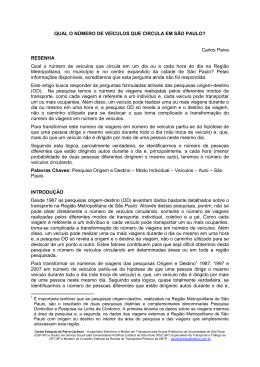 QUAL O N&Uacute;MERO DE VE&Iacute;CULOS QUE CIRCULA EM S&Atilde;O PAULO