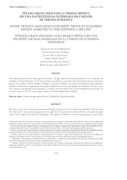 tetano grave associado a choque septico em uma - Arca