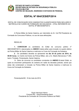 EDITAL Nº 064/CESIEP/2014 - Polícia Militar de Santa Catarina