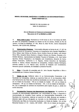 ATA DA REUNIÃO DO CONSELHO DE ADMINIsTRAçÃo