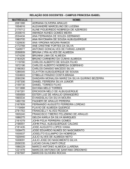 MATRÍCULA: NOME: 2061366 ADRIANA OLIVEIRA ARAUJO