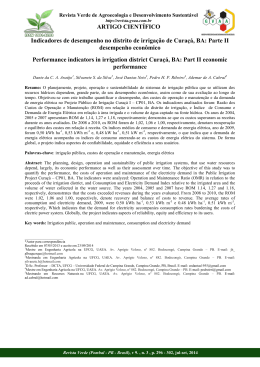 Indicadores de desempenho no distrito de irriga&ccedil;&atilde;o de Cura&ccedil;&aacute;, BA