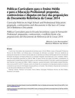 Pol&iacute;ticas Curriculares para o Ensino M&eacute;dio e para a Educa&ccedil;&atilde;o