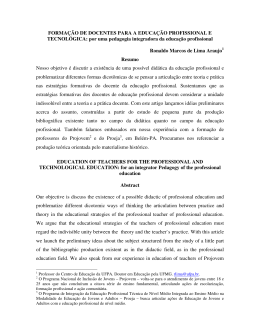 FORMA&Ccedil;&Atilde;O DE DOCENTES PARA A EDUCA&Ccedil;&Atilde;O PROFISSIONAL