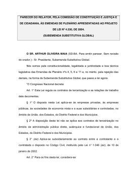 PARECER DO RELATOR, PELA COMISSÃO DE CONSTITUIÇÃO E