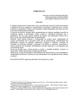 &ldquo;FOME OCULTA&rdquo; Francisco de Assis Penteado Mazetto Haline