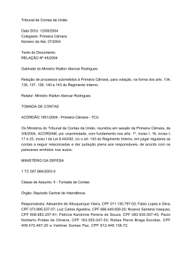 Primeira C&acirc;mara - Tribunal de Contas da Uni&atilde;o