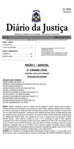 DJ 3083 - Tribunal de Justi&ccedil;a do Estado do Tocantins