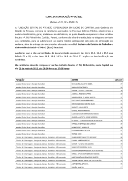 EDITAL DE CONVOCAÇÃO Nº 06/2012 (Editais nº 01, 02 e 03/2012