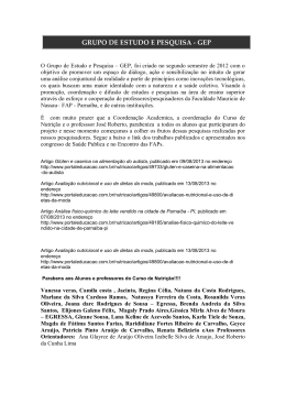 grupo de estudo e pesquisa - gep - Curso de Nutri&ccedil;&atilde;o da Faculdade