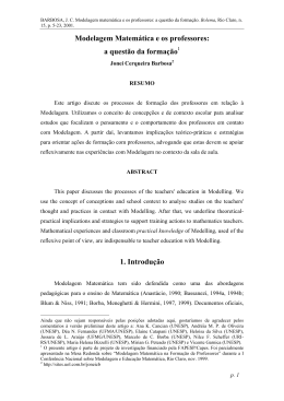 Modelagem Matemática e os professores: a questão da