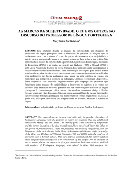 as marcas da subjetividade: o eu e os outros no